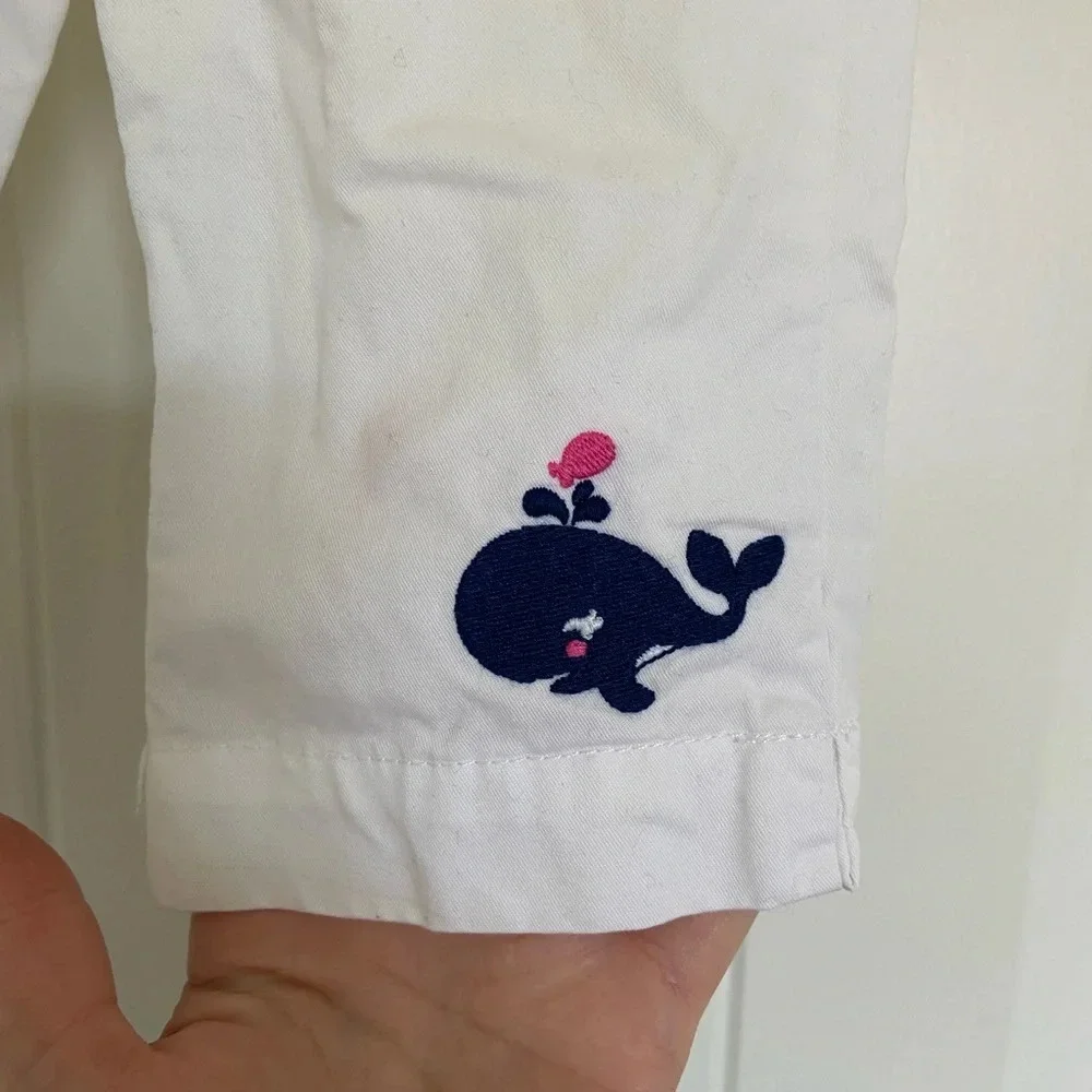 EUC |‎ Gymboree baby girl’s white whale patch pants — 12-18 months